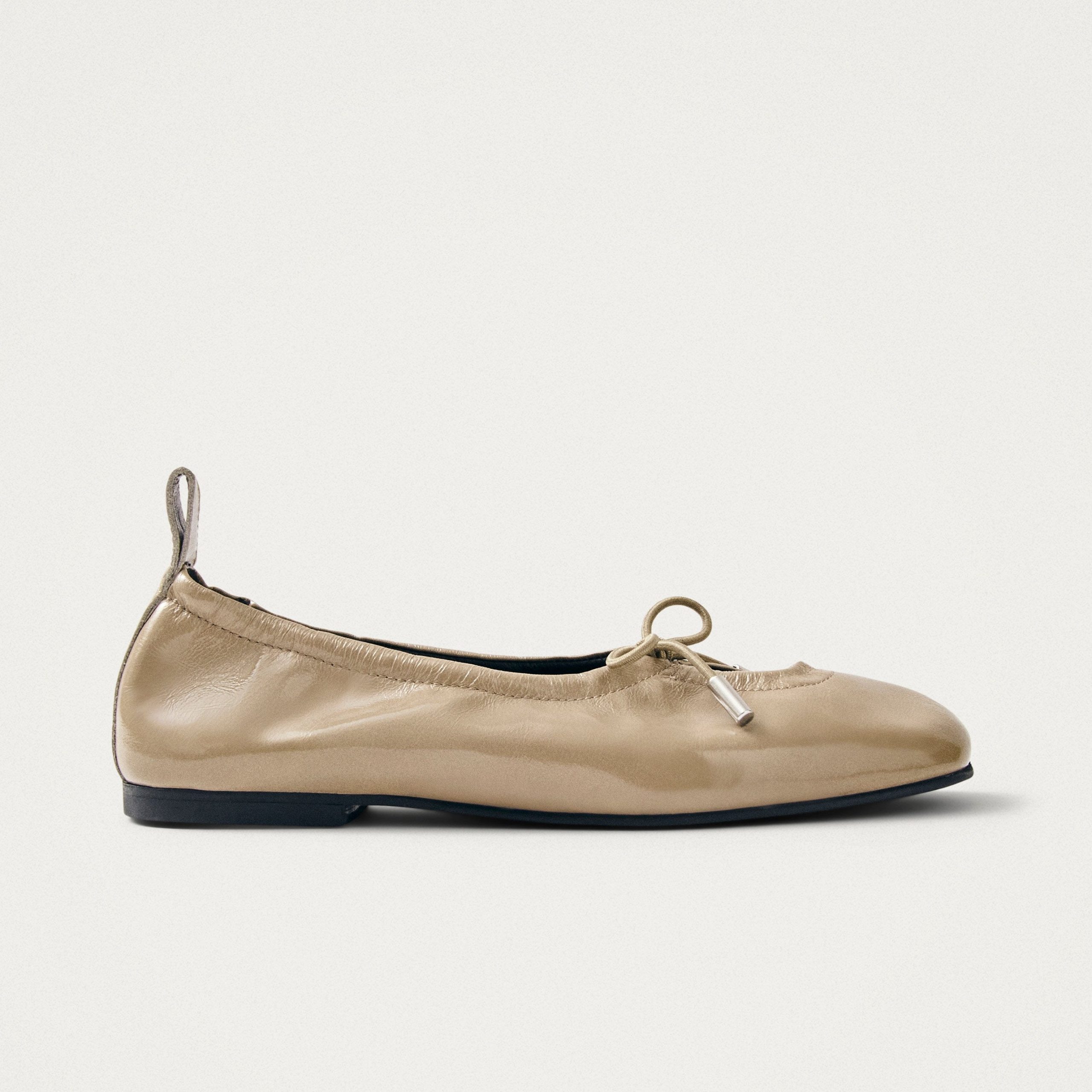 Rosalind Beige Patent Leather Ballet Flats - Image 3