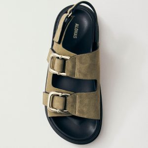 Harper Suede Khaki Leather Sandals
