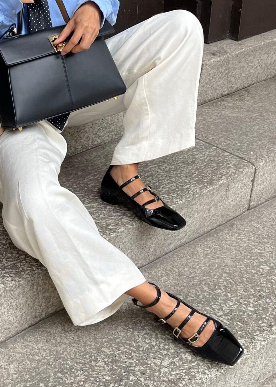 Luke Onix Black Leather Ballet Flats - Image 2