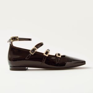 Luke Onix Coffee Brown Leather Ballet Flats