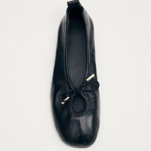 Rosalind Black Leather Ballet Flats