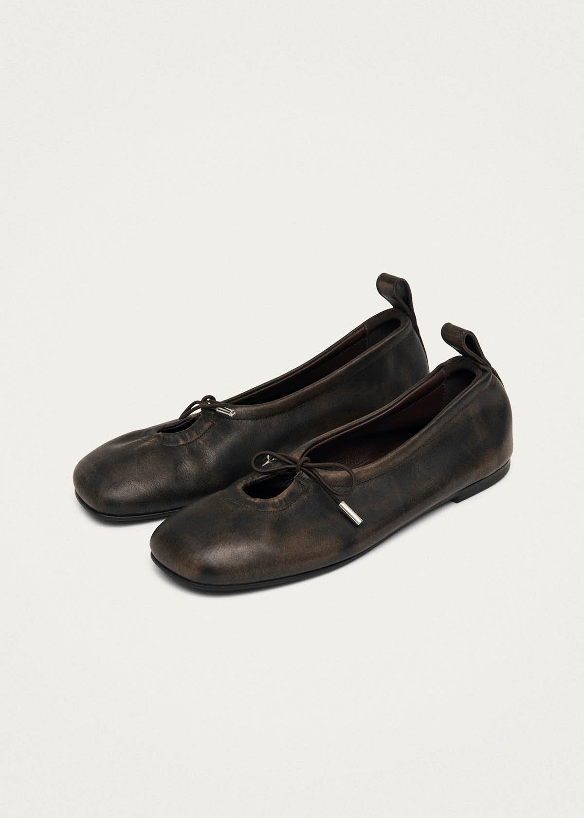 Rosalind Brushed Brown Leather Ballet Flats - Image 5