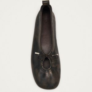 Rosalind Brushed Brown Leather Ballet Flats