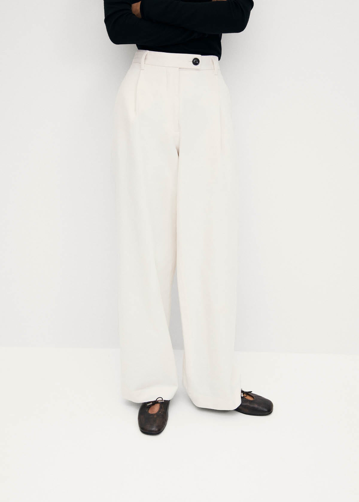 Rosalind Brushed Brown Leather Ballet Flats - Image 2